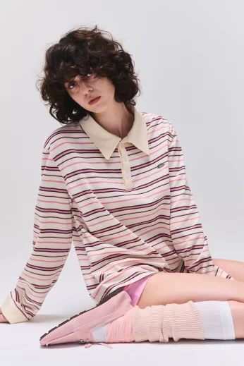 Biscoff Stripe Shirt เสื้อโปโลลายทางแขนยาว