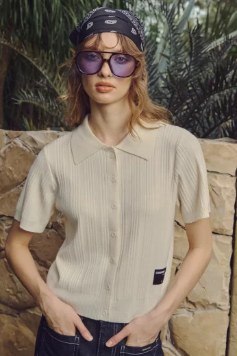 Kate shorts sleeve polo เสื้อโปโลไหมพรมคอปกสีสุภาพ ผ้านุ่ม ยับยาก